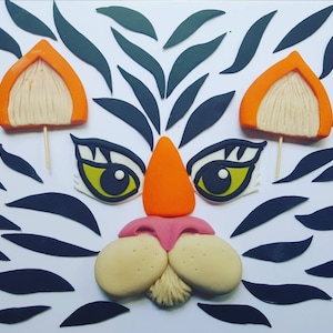 Tiger fondant cake topper set