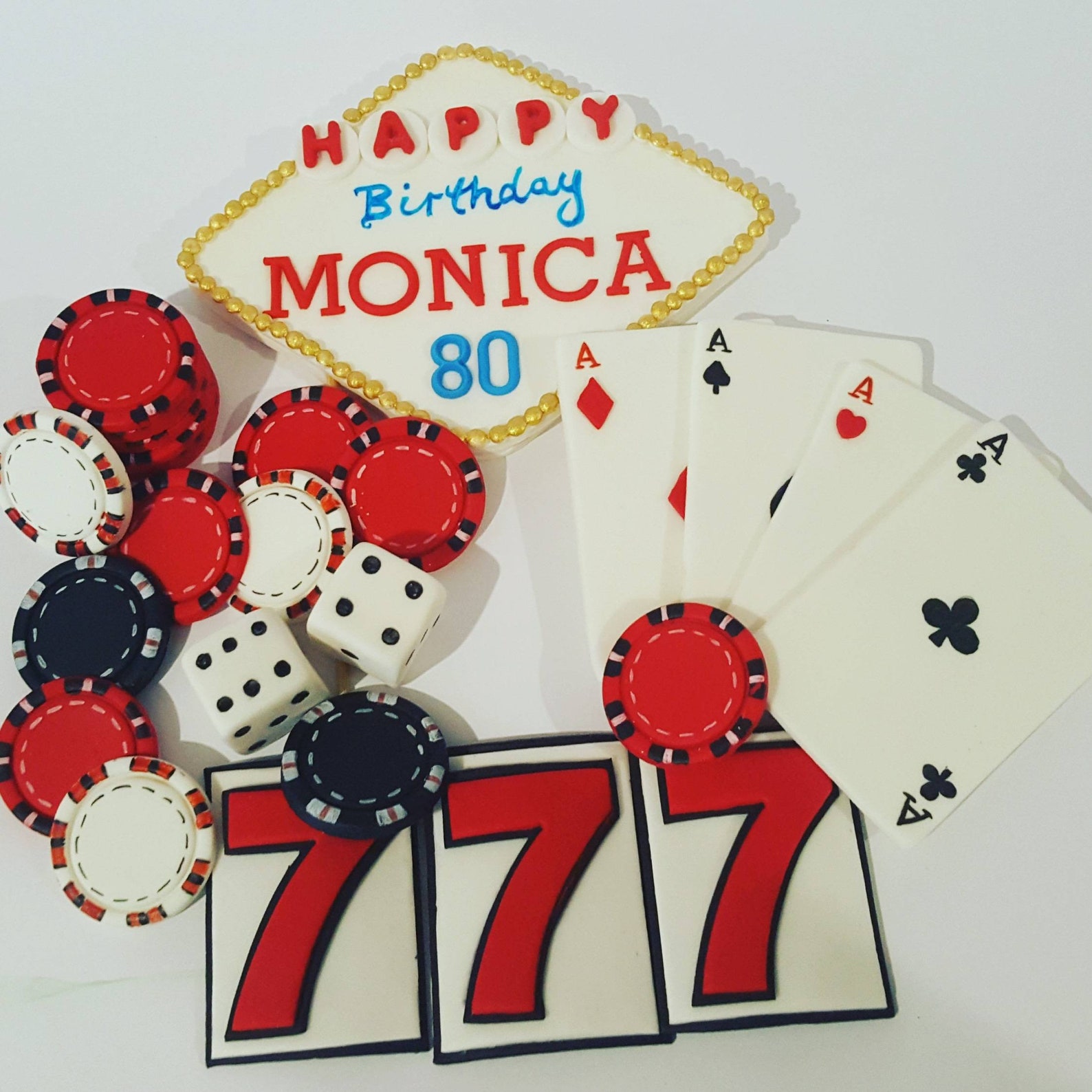 Casino Cake Topper Set Fondant | Etsy