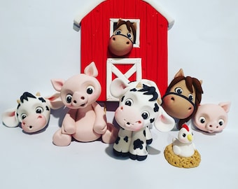 Farm Animal Fondant cake topper set