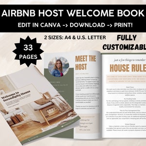 AirBnB Welcome Book | AirBnB Templates | Welcome Book Template | Rental House Guidebook | VRBO | Vacation Rental Manual | Editable | Modern