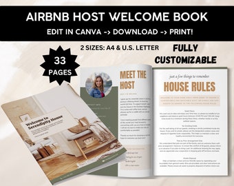 AirBnB-welkomstboek | AirBnB-sjablonen | Welkom boek sjabloon | Huurhuisgids | VRBO | Handleiding voor vakantiehuizen | Bewerkbaar | Modern