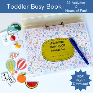 Toddler Busy Book | Printable | Montessori Learning | Quiet Book | Toddler Activities | Digital Learning Binder | Rainy Day Workbook | Pre-K