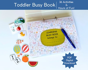 Toddler Busy Book | Printable | Montessori Learning | Quiet Book | Toddler Activities | Digital Learning Binder | Rainy Day Workbook | Pre-K