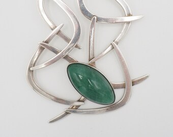 Biomorphe Sterling Silber Jade Anhänger: Großer Abstrakter Moderner Anhänger