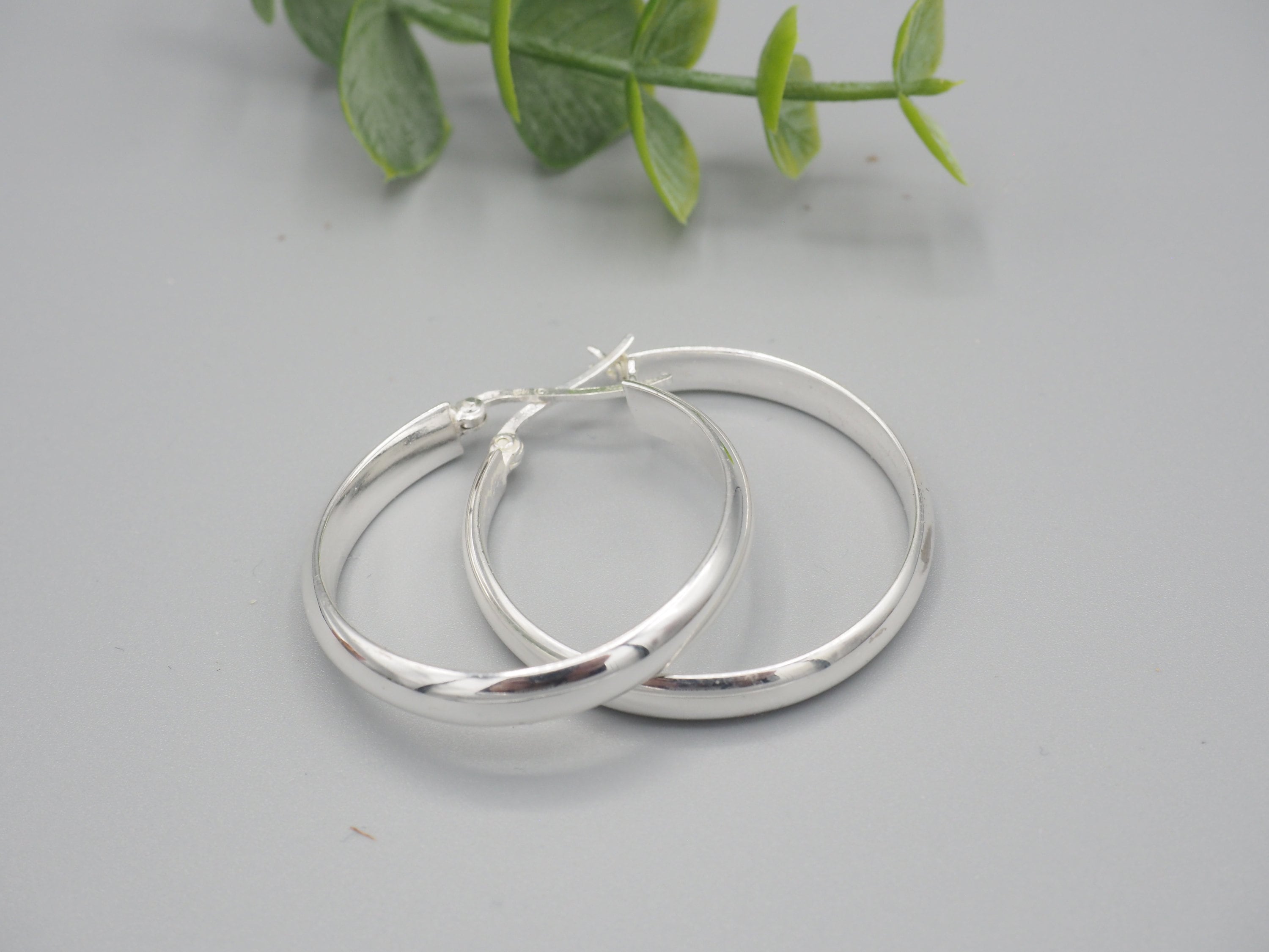 U.S vintage シルバー925 middle hoop ピアス