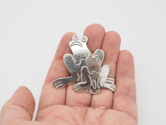 Fun Vintage Modern solid sterling silver frogs to… - image 3
