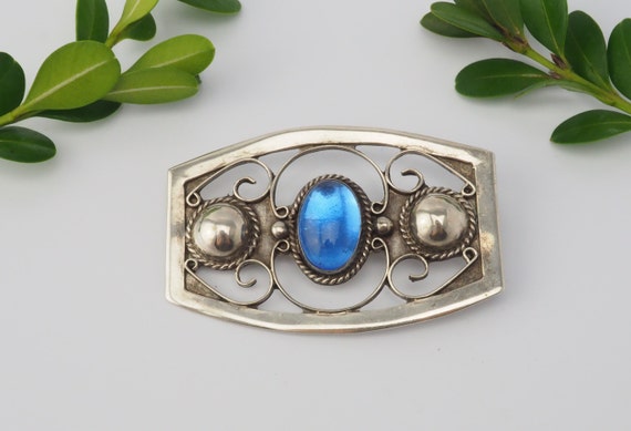 Vintage handmade rectangular modern sterling silv… - image 1