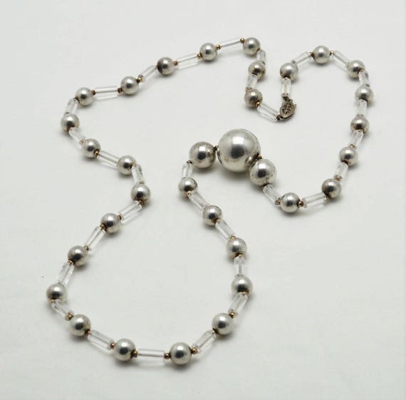 Vintage Long Modern sterling silver balls orb rou… - image 1