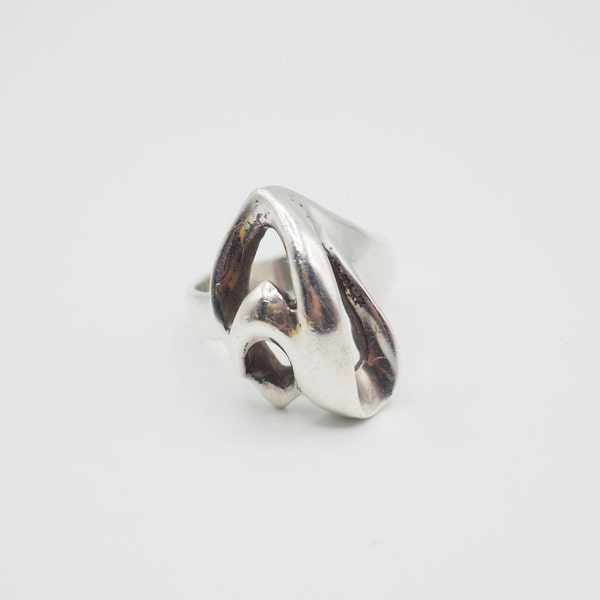 bague en argent sterling biomorphique dôme abstrait architectural abstrait moderne vintage