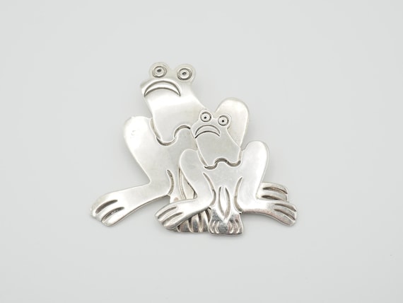 Fun Vintage Modern solid sterling silver frogs to… - image 1