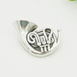 Vintage Miniature Sterling Silver French Horn Pin: Musician Gift