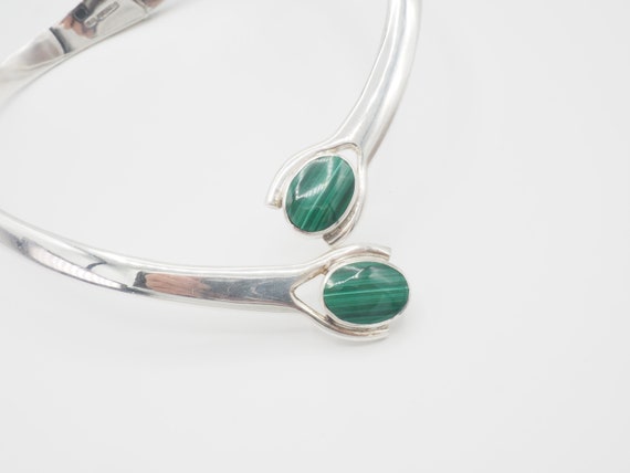 Vintage Modernist sterling silver malachite gemst… - image 7