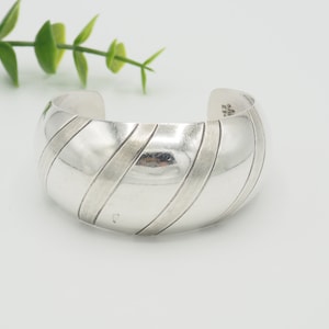 Vintage Sterling Silver Cuff Bracelet: Wide Dome Bangle, Taxco Mexico