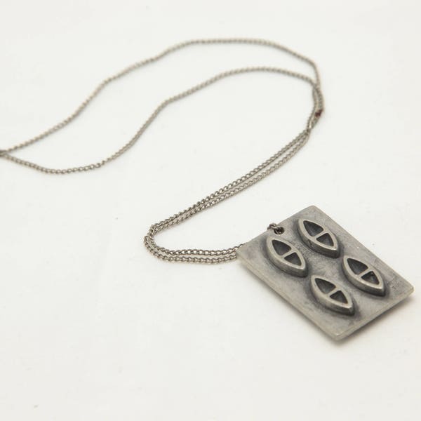 Mid Century Modern R. Landerholm Tenn Sweden Pewter long chain necklace Collier 1960s