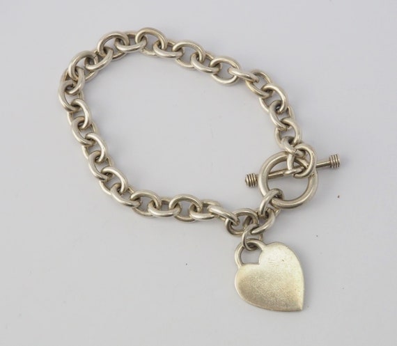 sterling silver toggle bracelet with heart charm