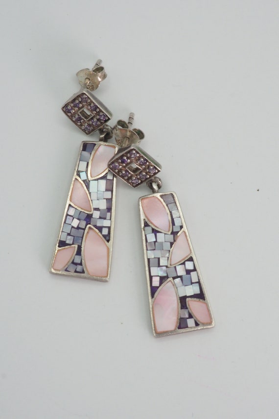 Vintage Modern pastel pink grey mother of pearl M… - image 2