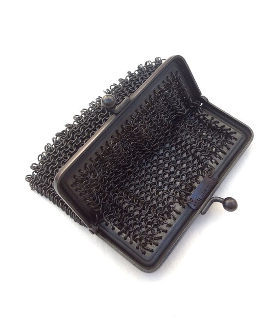 Antique FB/France Real Gun Metal Mesh coin purse … - image 2