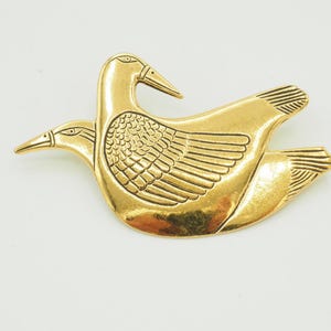 Vintage Laurel Burch Gold Ton Double Mynah Vögel Brosche Pin Revers, American Folk Art Schmuck