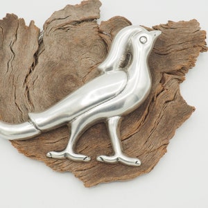Vintage Mid Century Modern Mexico Sterling Silver Large Bold Bird pin brooch signed
