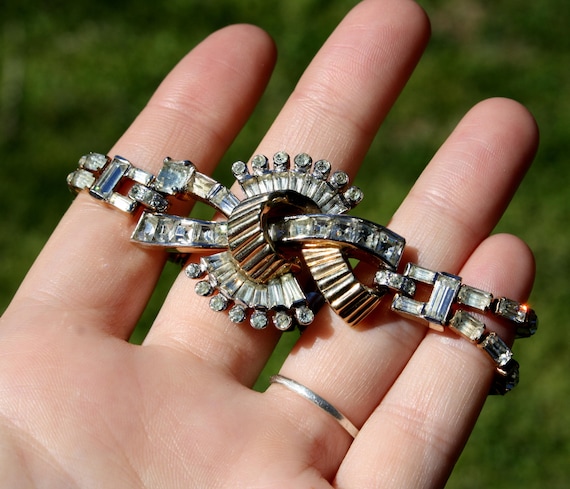 1940s Mazer Bros Bracelet Gold tone White Rhinestone Bracelet Art Deco Jewelry Deco Baguette Design Vintage Mazer Brothers Jewelry Etsy