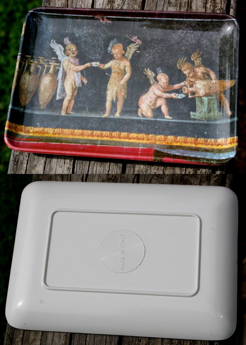 Set of 5 Art History Plate Italian Souvenir Vintage Art Famous Paintings Decor Decorative Set Plastic Made in Italy