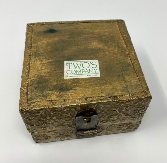 Vintage Brass Jewelry Box / Floral Brass Box/ Ham… - image 8