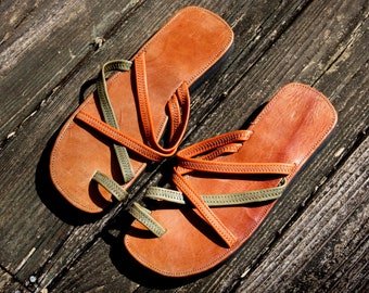 Italian Leather Sandals Shoes Vintage Handmade in Italy