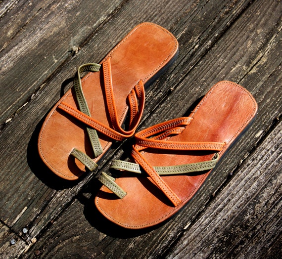 Italian Leather Sandals Shoes Vintage Handmade in Ita… - Gem