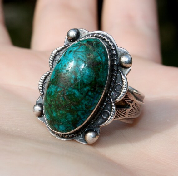 Vintage 925 Turquoise Ring / Oval Shaped Stone St… - image 4