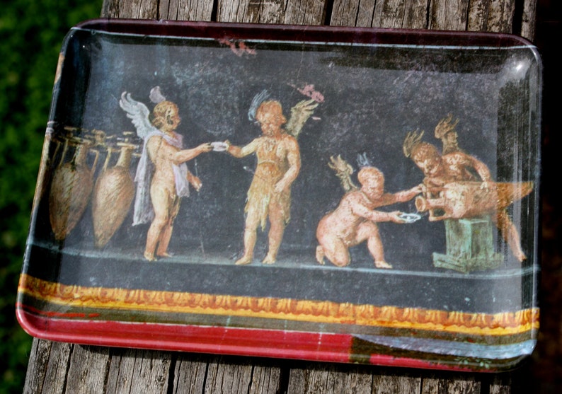 Set of 5 Art History Plate Italian Souvenir Vintage Art Famous Paintings Decor Decorative Set Plastic Made in Italy