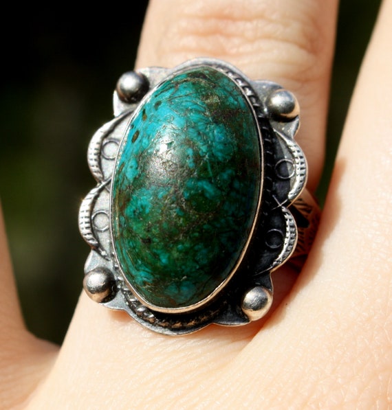 Vintage 925 Turquoise Ring / Oval Shaped Stone St… - image 2