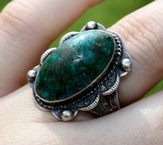 Vintage 925 Turquoise Ring / Oval Shaped Stone St… - image 3