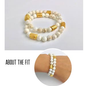 White Beaded Gold Bracelet, Stretch Beaded bracelets for women, gift for her