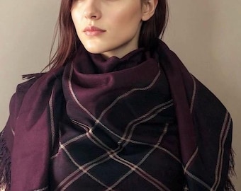 Burgundy Bridesmaid Blanket Scarf, Bride Oversized Scarf, Shawl gift for her