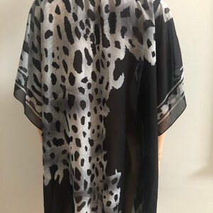 Black White Beach Cover up Leopard Beach Coverups Tunic cover ups gift for her image 5