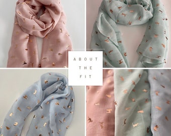 Cat, Flamingo Lovers scarf gift, Lightweight scarf with metallic cat print