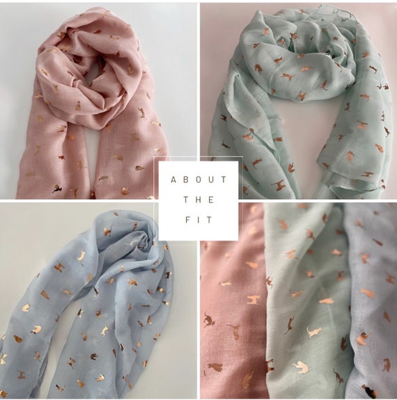 Cat, Flamingo Lovers scarf gift, Lightweight scarf with metallic cat print