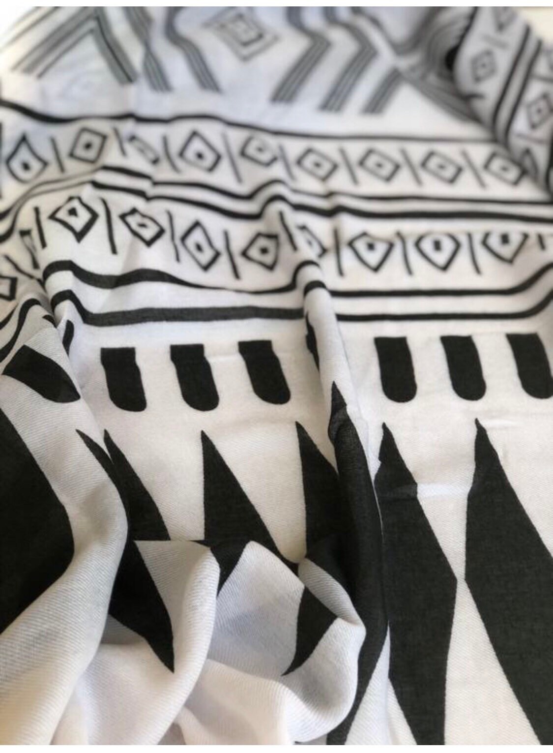 White Black Scarf Aztec Beach Coverup Sarong Gift for Her - Etsy