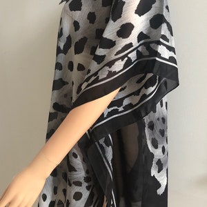 Black White Beach Cover up Leopard Beach Coverups Tunic cover ups gift for her image 3