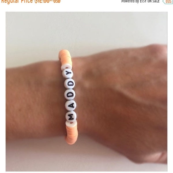 On Sale Teen favorite Heishi Bracelet | Custom name Bracelet | gift for her | Peach Heishi Bead Bracelet