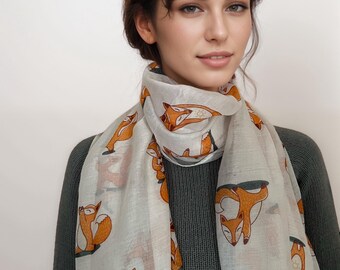 Orange Fox print scarf for Yoga Lovers
