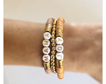 Custom Heishi Name Bracelet | Gold Accents, Personalized Gift