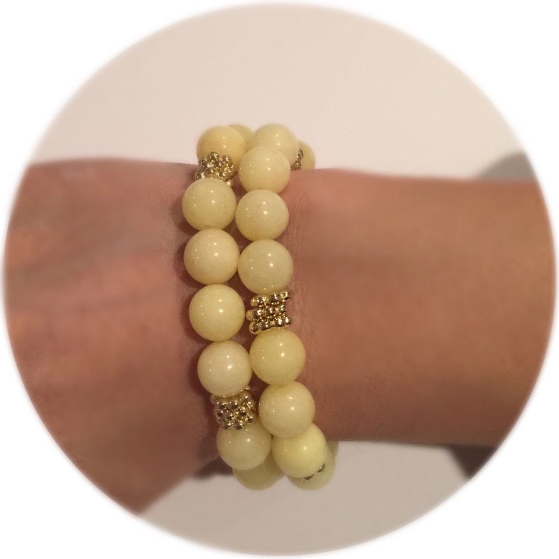 Yellow Beaded Bracelet Stretch Bracelet Valentine Gift - Etsy