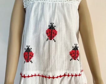 Ladybug Crochet Cotton Baby Kid Dress