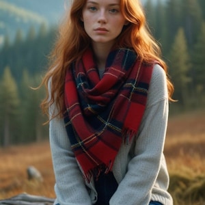 Blanket Scarf Plaid, Tartan Blanket Scarf, Tartan Shawl, Oversized Plaid Scarf