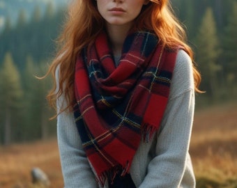 Blanket Scarf Plaid, Tartan Blanket Scarf, Tartan Shawl, Oversized Plaid Scarf