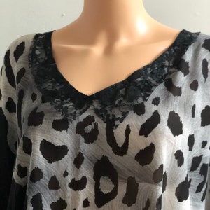 Black White Beach Cover up Leopard Beach Coverups Tunic cover ups gift for her image 1