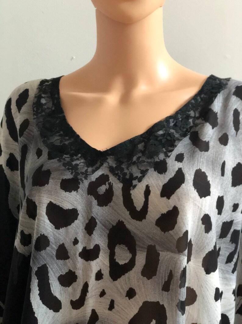 Black White Beach Cover up Leopard Beach Coverups Tunic cover ups gift for her image 1