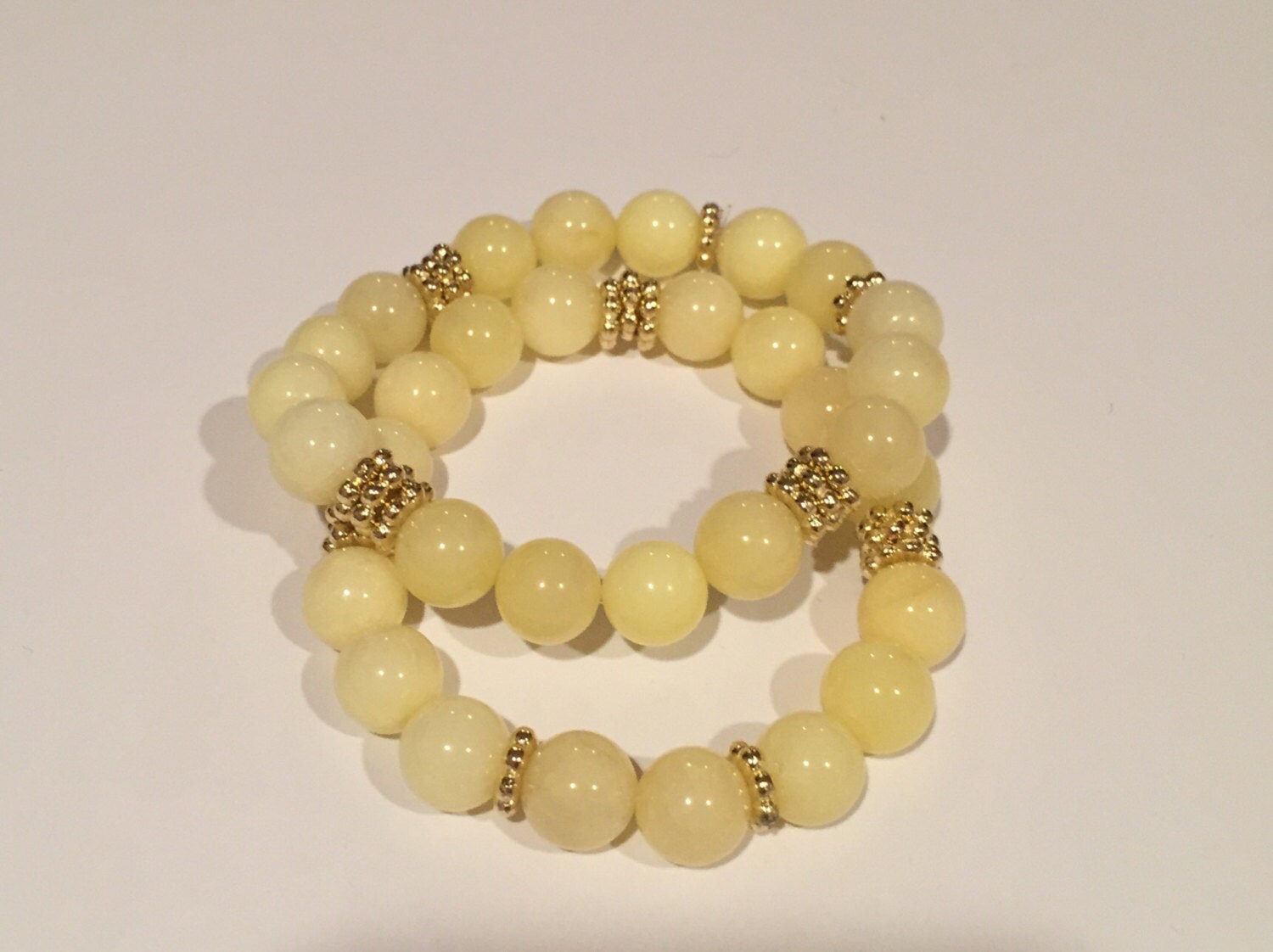 Yellow Beaded Bracelet Stretch Bracelet Valentine Gift Etsy