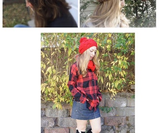 Knitted Beanie with Pom Pom, Winter Knit Hat